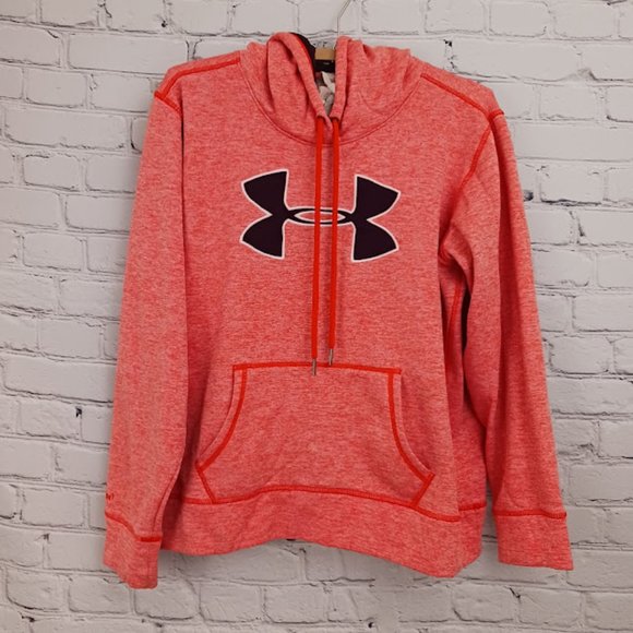 Under Armour Tops - Under Armour Women Cold Gear Storm Pullover Hoodie Size Large Logo Orange Purple